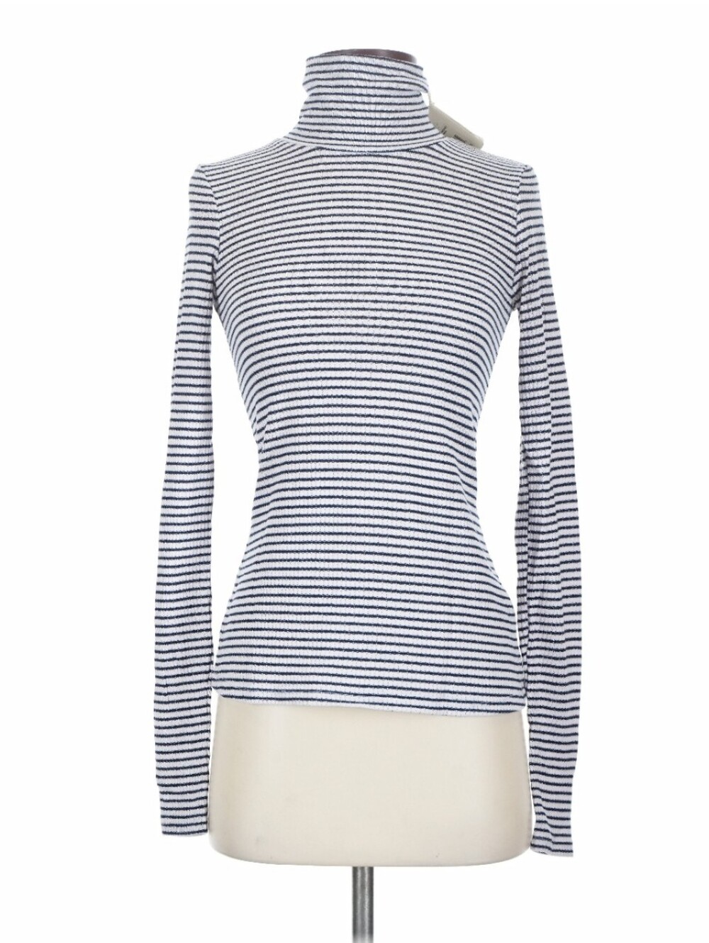 Faherty, Legend Rib Roscoe Turtleneck, Navy and White Striped Long-Sleeve